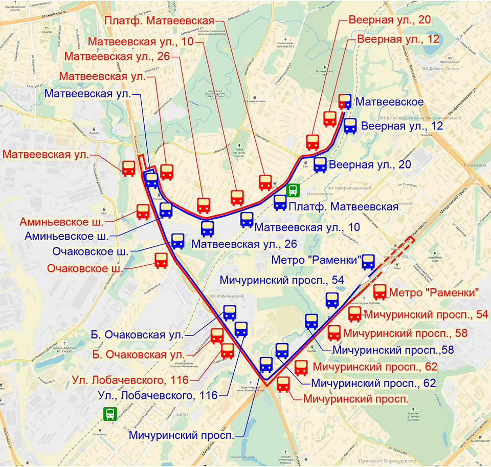 Маршрут №325 соединит Матвеевское и станцию метро «Раменки»